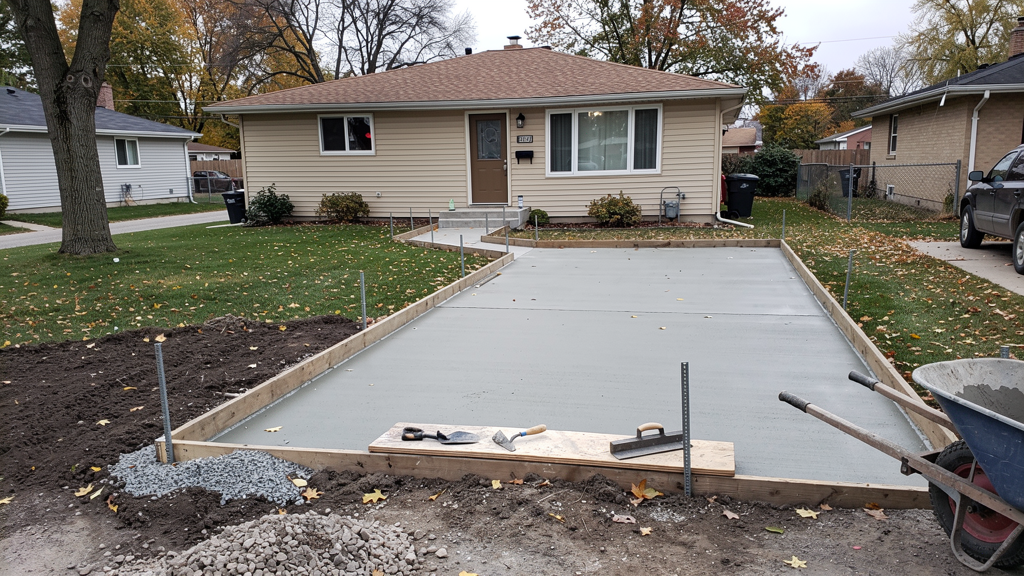 Prepared concrete forms at a West Allis residential property